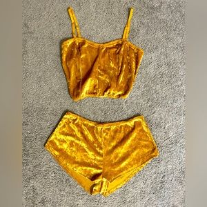 Gold velvet pajama set